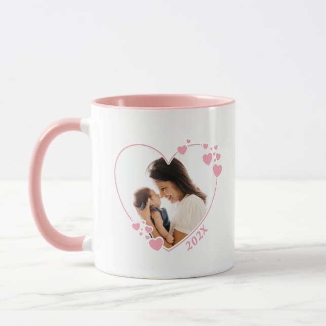 Caneca Corações Foto Fotograma Mug Rosa (Esquerda)
