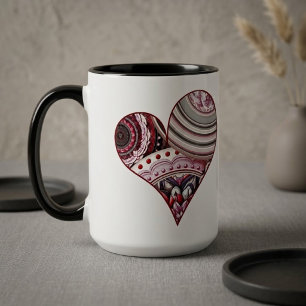 Caneca Corações Mandalas Vintage