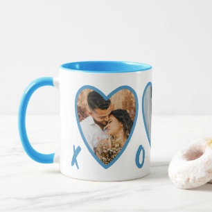 Caneca Corações Modernos de São Valentim em Azul Claro Fo