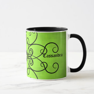 Caneca Corações negros e verdes limões