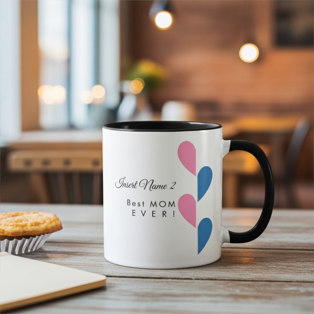 Caneca Corações Partidos Rosa e Azul Personalizados para  (Criador carregado)