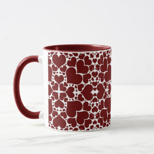 Caneca "Corações Reproduzíveis - Branco e Vermelho"