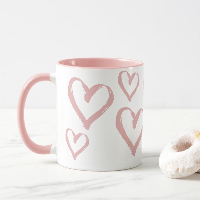 Caneca Corações Rosa (Com Donut)