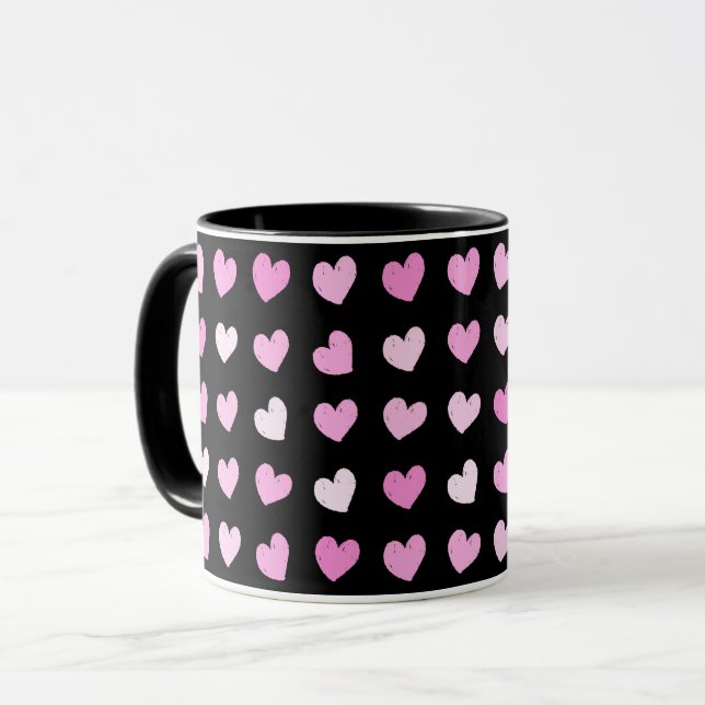 Caneca Corações Rosa Padrões Coffee Mug (Frente Esquerda)