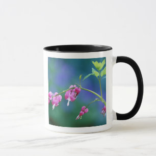 Caneca Corações sangrentos cor-de-rosa no jardim. Crédito