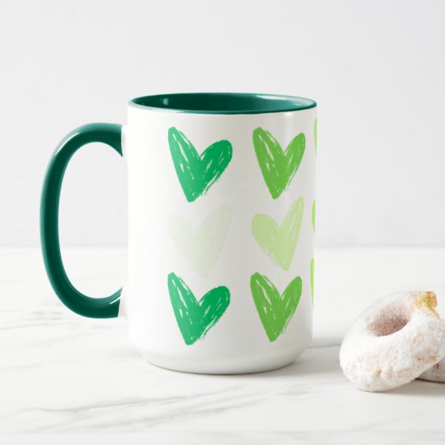 Caneca Corações sem glúten gradiente verde (Com Donut)