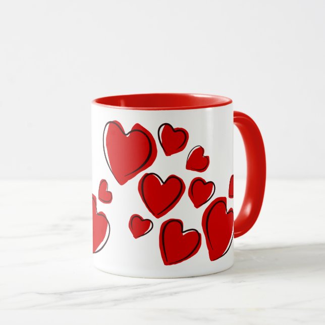 Caneca Corações Vermelhos (Frente Esquerda)