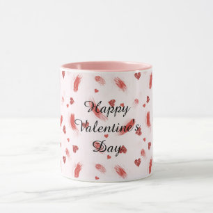 Caneca Corações Vermelhos com Brilho Listras Dia dos Namo