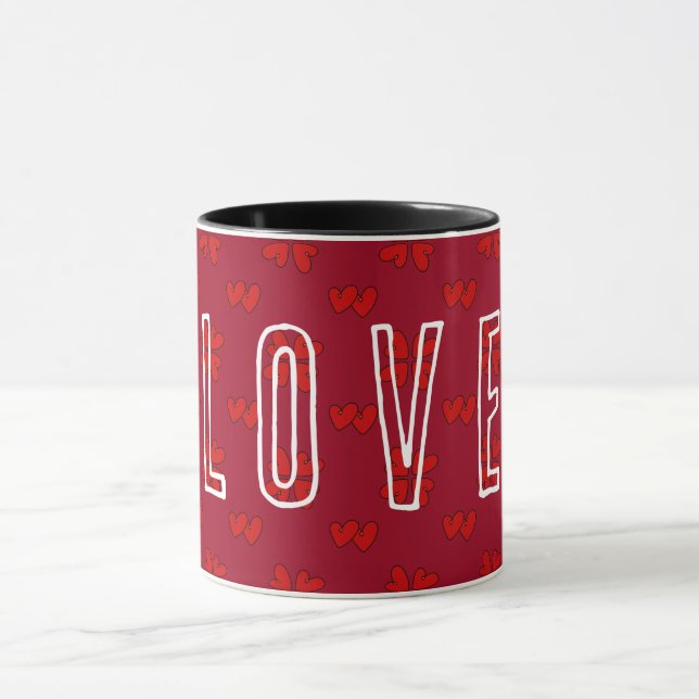 Caneca Corações Vermelhos do namorados sobre o Amor Verme (Centro)