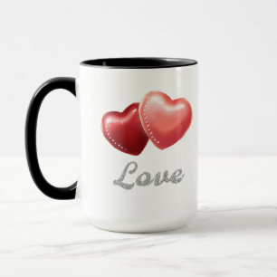 Caneca Corações Vermelhos Espumantes Românticos "Amor" De