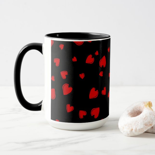 Caneca Corações Vermelhos Personalizados (Com Donut)