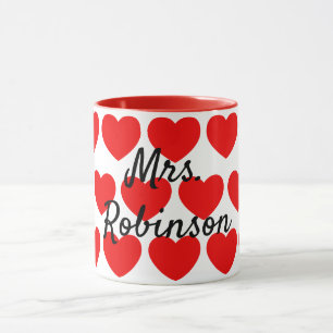 Caneca Corações vermelhos Sra. Café