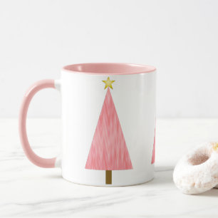 Caneca Coral Cor-de-rosa Árvore de Natal Moderna