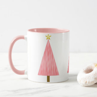 Caneca Coral Cor-de-rosa Árvore de Natal Moderna