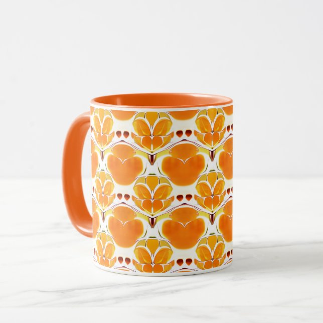 Caneca Coral Orange e Cream Batik (Frente Esquerda)