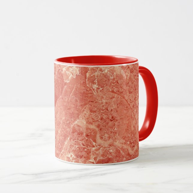 Caneca Coral Red Marble Textura (Frente Esquerda)
