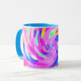 Caneca Cores alegres brilhantes cor-de-rosa espiraladas