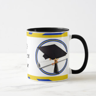 Caneca Cores Azuis E Dourados Da Escola De Graduação (ZOO