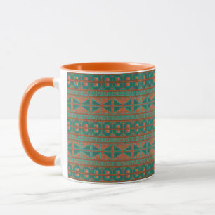 Caneca Cores de cobre azul-esverdeado do sudoeste Padrão