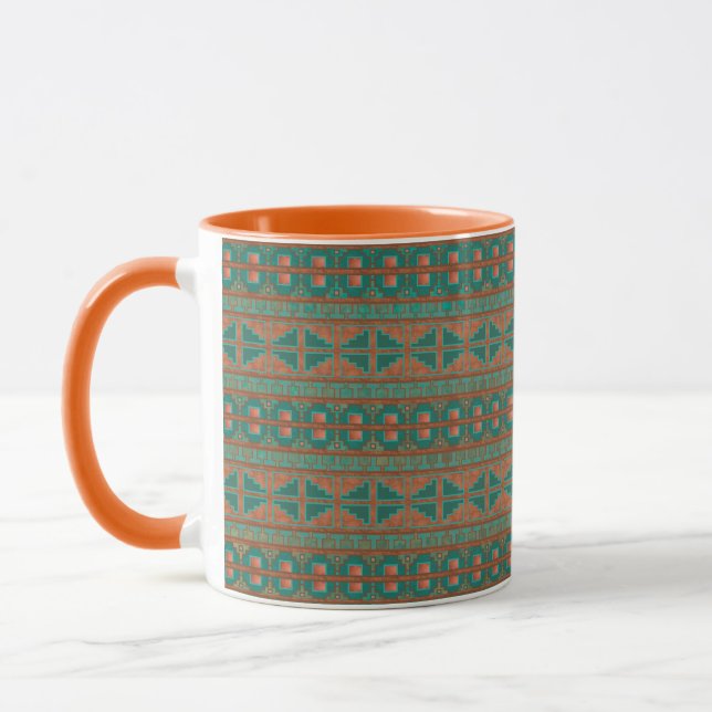 Caneca Cores de cobre azul-esverdeado do sudoeste Padrão  (Esquerda)