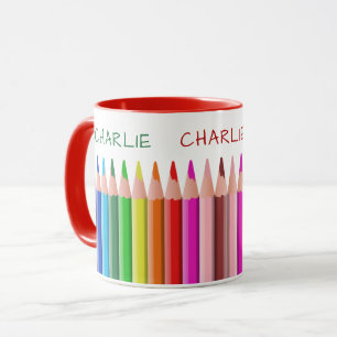 Caneca Cores de Lápis de nomes personalizados