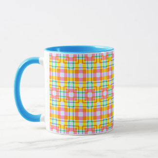 Caneca Cores de Primavera de Padrão Amarelo Cor-de-Rosa