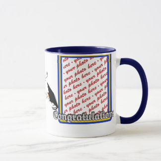 Caneca Cores Escolares Quadro de Formatação Azul e Dourad