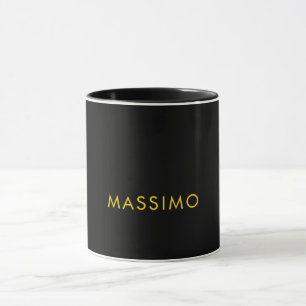 Caneca Cores Ouro Preto Nome Minimalista Profissional