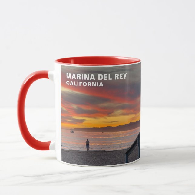Caneca Cores Vibrantes do Pôr do Sol - Marina Del Rey, CA (Esquerda)