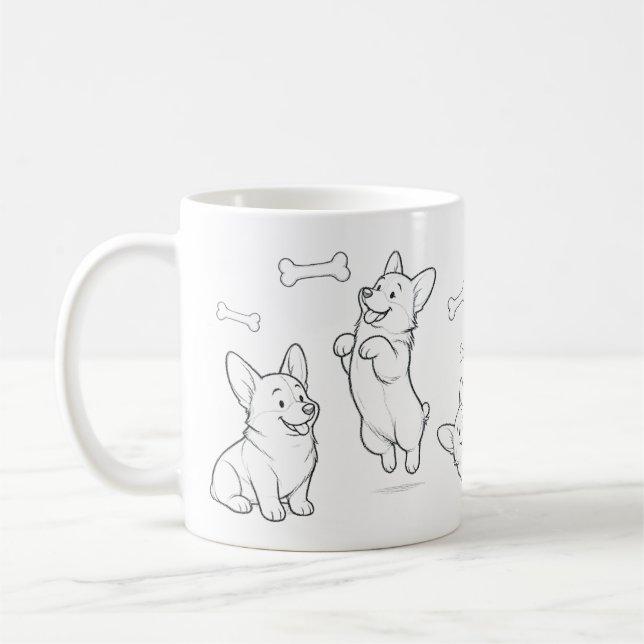 Caneca Corgi Caneca de Café com Desenho de Cachorr (Esquerda)