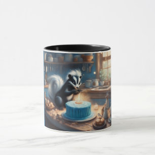 Caneca Coringa Skunk acende velas no Bolo de Aniversário