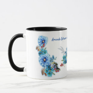 Caneca Cornflower Blues em Watercolor
