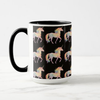 Caneca Córnio de Arco-íris Mágico  Preto personalizado
