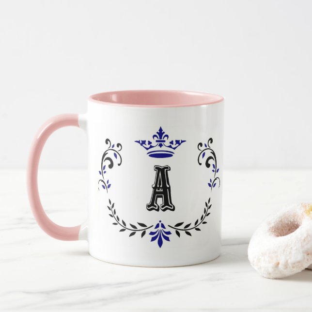 Caneca Coroa Coroa Um Monograma (Com Donut)