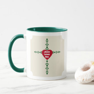 Caneca Coroa Cruz de Natal Alegre Vermelho e Verde Elegan