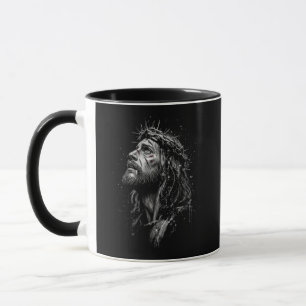 Caneca Coroa de Espinhos Retrato Monocromático de Jesus C