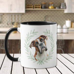 Caneca Coroa de Eucalipto Boxer Cão Monograma