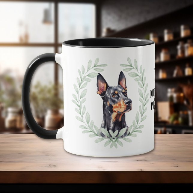 Caneca Coroa de Eucalipto Doberman Pinscher Cão Monograma (Criador carregado)