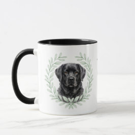 Caneca Coroa de Eucalipto Labrador Retriever Preto Monogr
