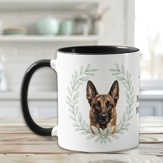 Caneca Coroa de Eucalipto Malinois Belga Monograma (Criador carregado)