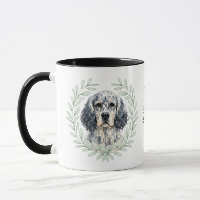 Caneca Coroa de Eucalipto Setter Inglês Cão Monograma (Esquerda)