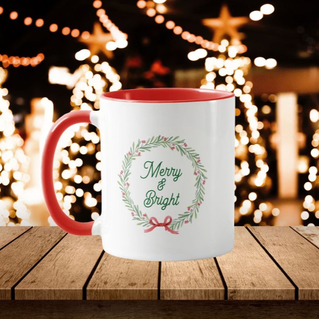 Caneca Coroa de Férias Alegre e Brilhante (In Situ Christmas)