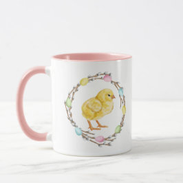 Caneca Coroa de Salgueiro e Pintinho com Ovos de Páscoa P