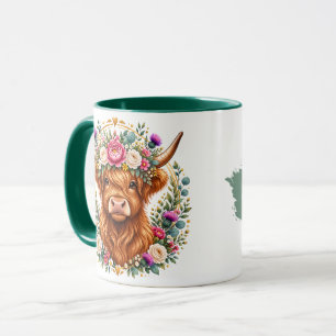 Caneca Coroa Floral de Vaca das Terras Altas Botânica Esc