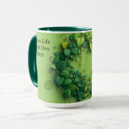 Caneca Coroa Folhosa de Ciclo de Vida Verde Moderno