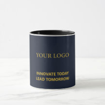 Caneca Corporativa Azul Marinho e Dourada Executiv