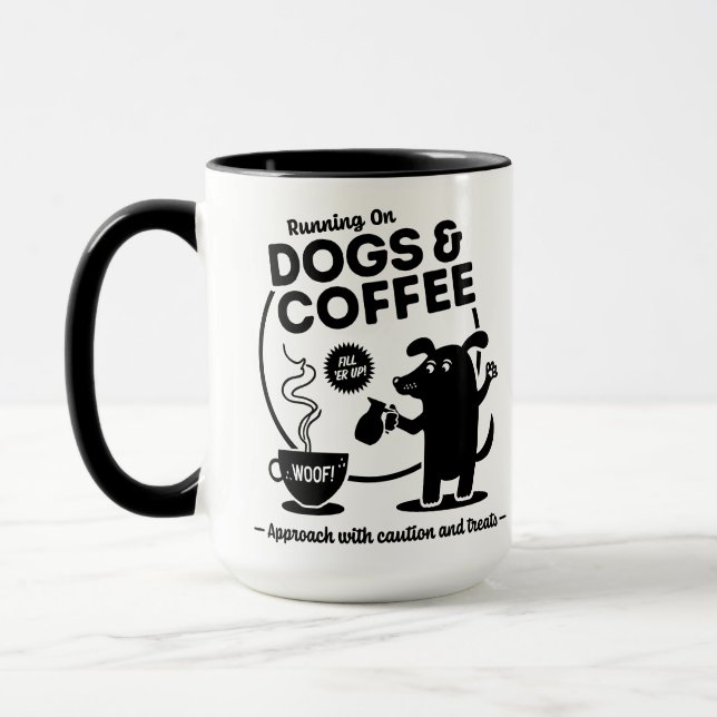 Caneca Correndo com Cachorros e Café 15 oz. Combo (Esquerda)