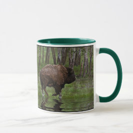 Caneca Correndo de Buffalo e Floresta, Design de Bison-lo