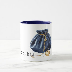 Caneca Corrente de Maçã Dourada Bolsa Azul