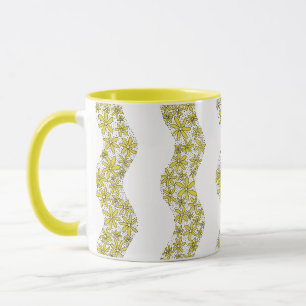 Caneca Corrente de margarida Flor Brilhante Flores amarel
